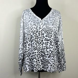 CUBISM White Leopard Print Cardigan XL